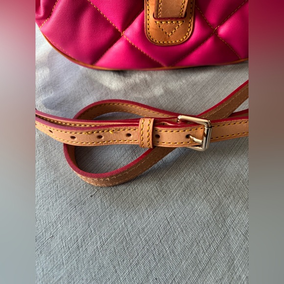 Dooney & Bourke Hot Pink Barbie Quilted Nylon Vacchetta Leather Crossbody Purse - Picture 3 of 16